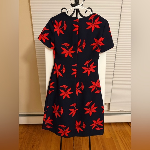 BANANA REPUBLIC Classic Stylish Chic Blue Vibrant Red Floral Office Dress Sz 0 - Picture 5 of 5